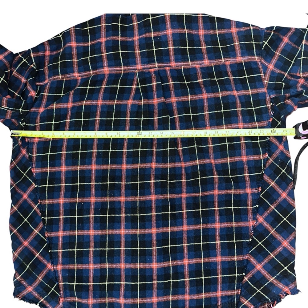 FREE PEOPLE Happy Hour Plaid Flannel Top / Navy Combo - Picture 6 of 11